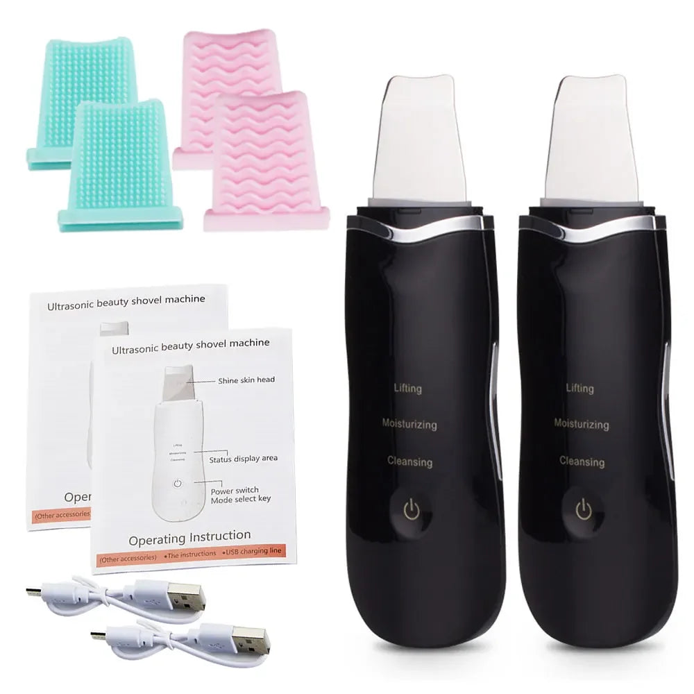Ultrasonic Skin Scrubber Ance Pore Cleaner Peeling Blackhead Remover Deep Face Cleaning Ultrasonic Ion Facial Shovel Cleanser