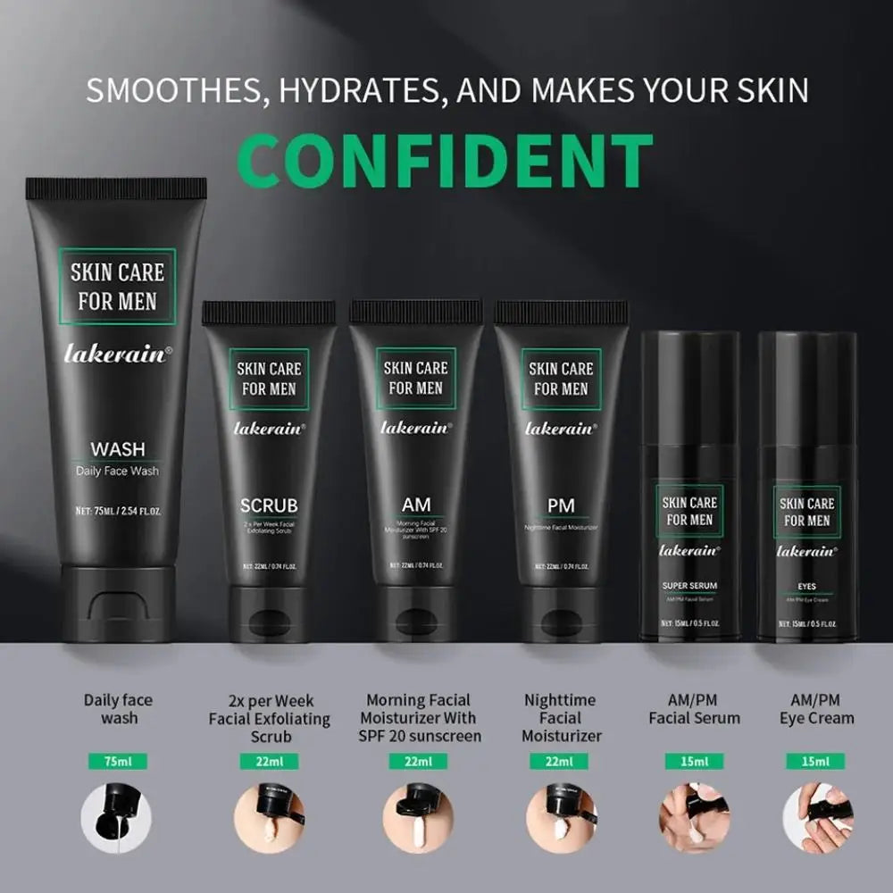 Skincare Kit for Men Deep Cleaning Face Wash Oil Control Hydrating Moisturizer Firming Treatment