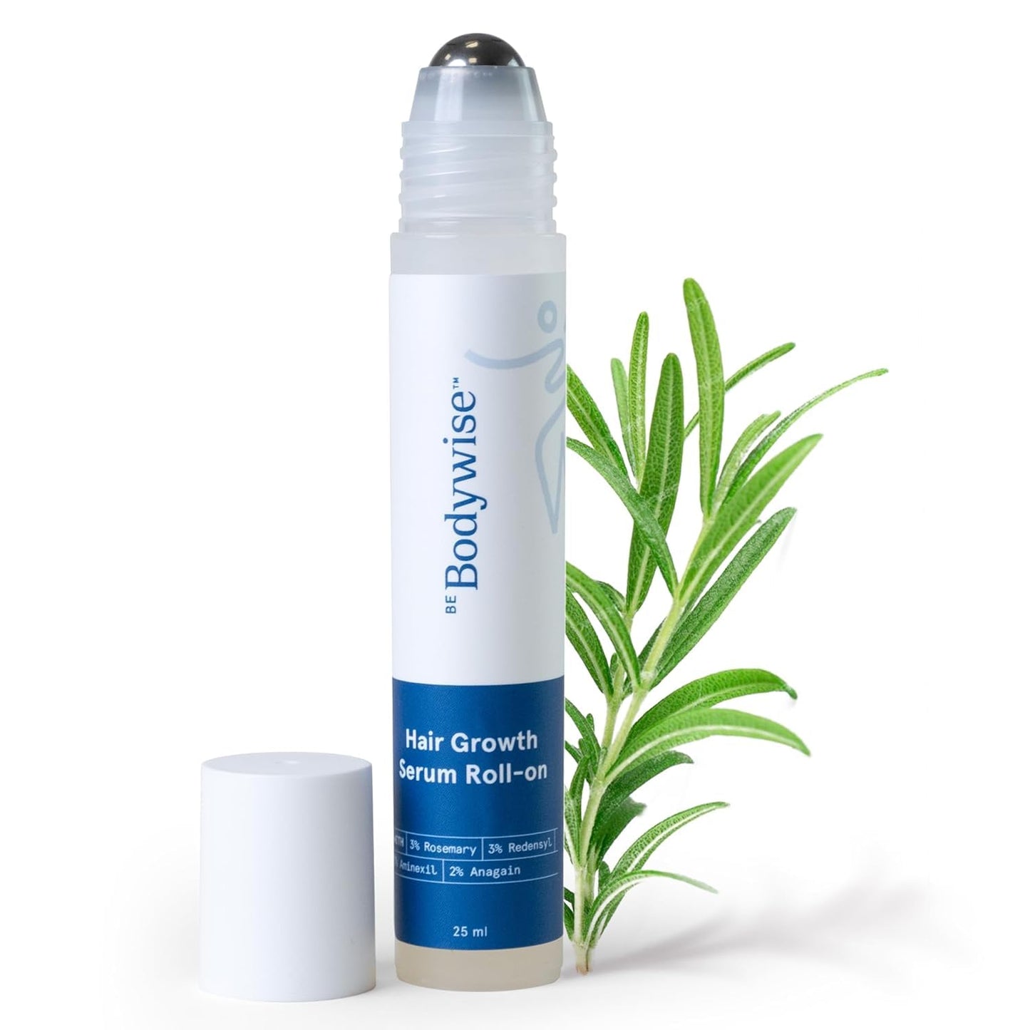 Be Bodywise Rosemary Hair Growth Serum (Roll On) | 3% Redensyl & 2% Anagain | Hair Fall Control Serum for Women & Men | Promotes Hair Growth & Stimulates Hair Follicles | for All Hair Types | 25Ml