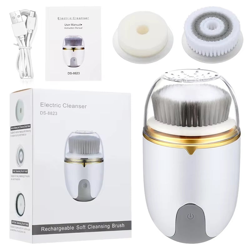 3 in 1 Electric Facial Cleansing Brush Face Massager Cleansing Device for Deep Cleaning Removal Blackhead Pore Waterproof
