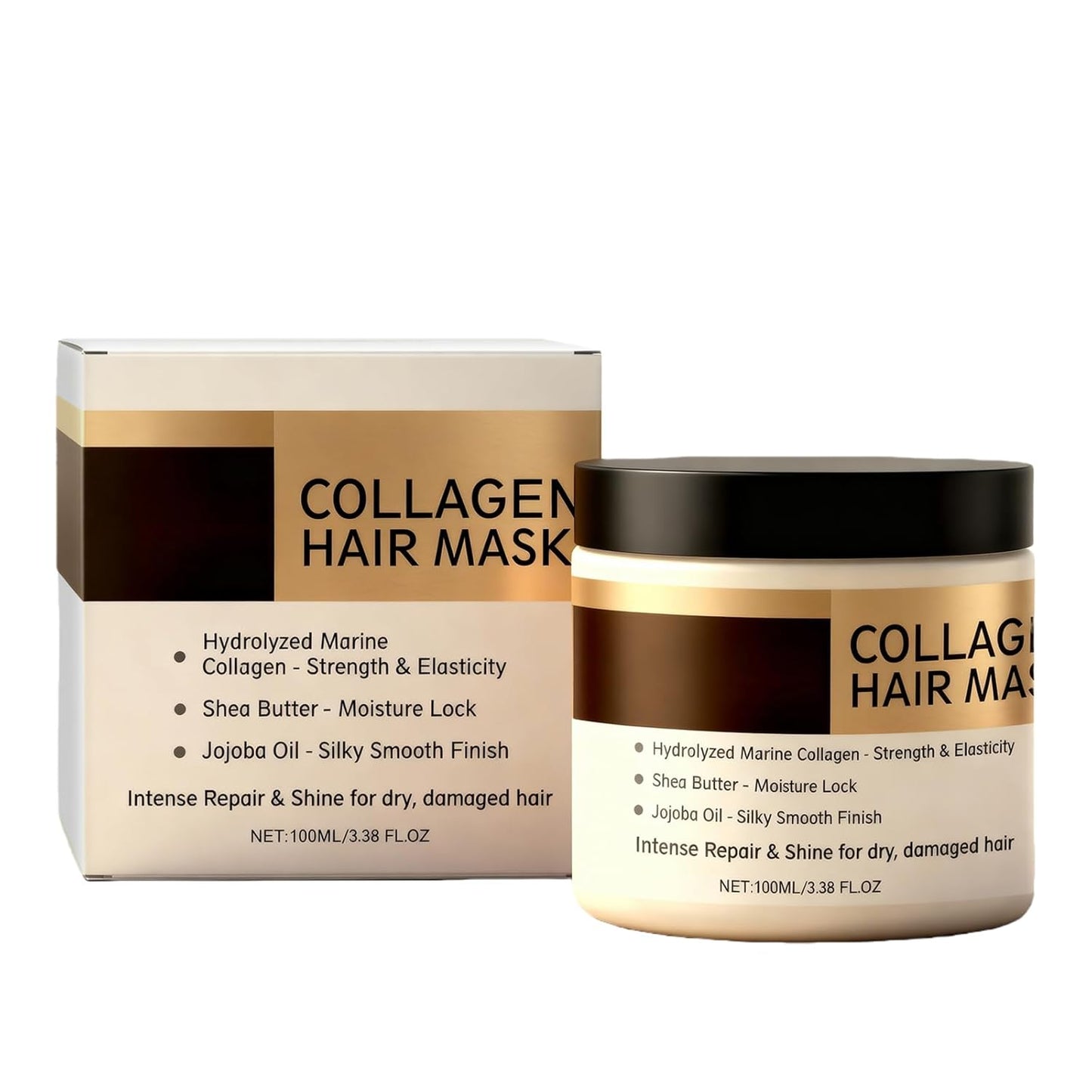Keratin Hair Mask, Deep Conditioning Hydrating Mask with Collagen, for Dry Damaged Hair, Long-Lasting Moisturizing, for All Hair Types, 3.38Oz
