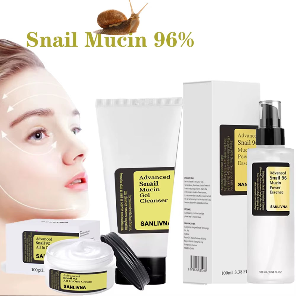 Snail Mucin 96% Korean Skin Care Facial Essence Fades Fine Lines Repair Essence Firming Face Snail Moisturizing Set